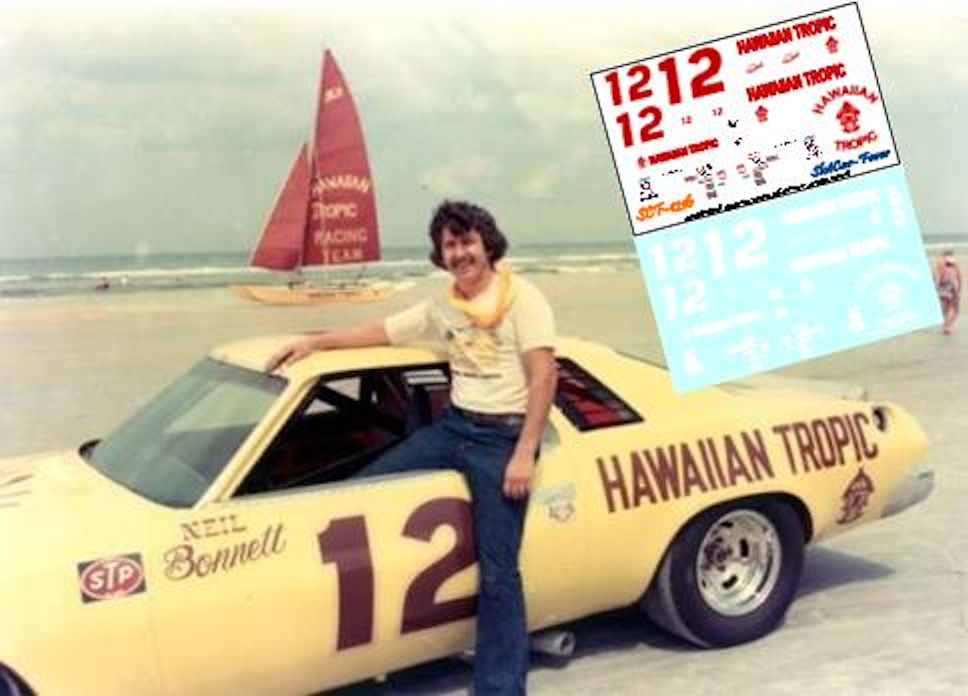 #12 Neil Bonnett Hawaiian Tropic 1976 Chevy 1/64th HO Scale Slot Car Decals 