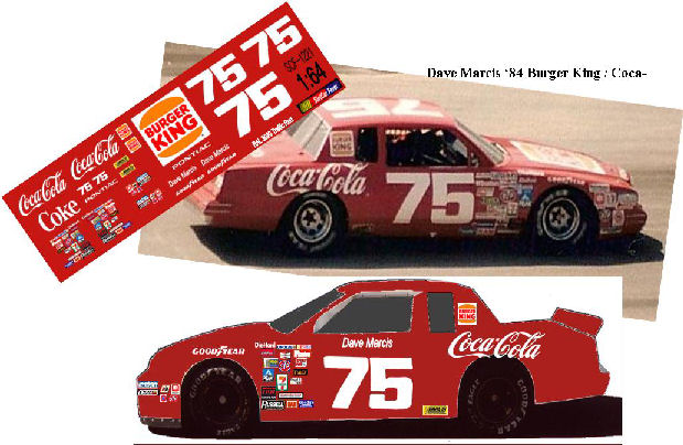 SCF1221-C #75 Dave Marcis Coke/Burger King '84 Pontiac