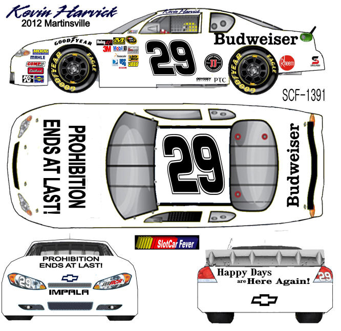 SCF1391 #29 Kevin Harvick 2012 Martinsville Prohibition Ends Chevy