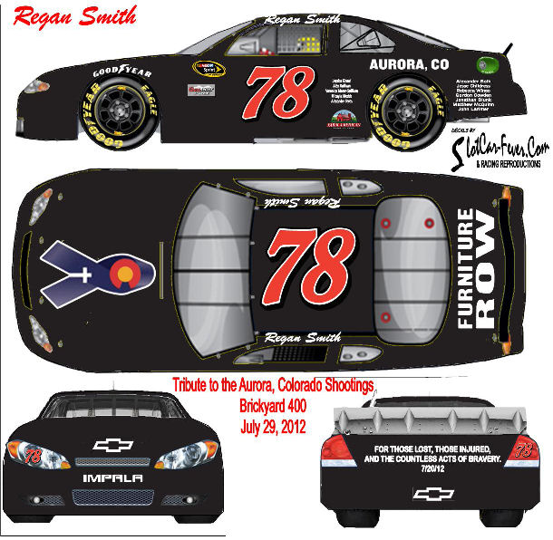 SCF1415 #78 Regan Smith Aurora, Colorado Tribute Car ran 7/29/12 at the Brickyard 400