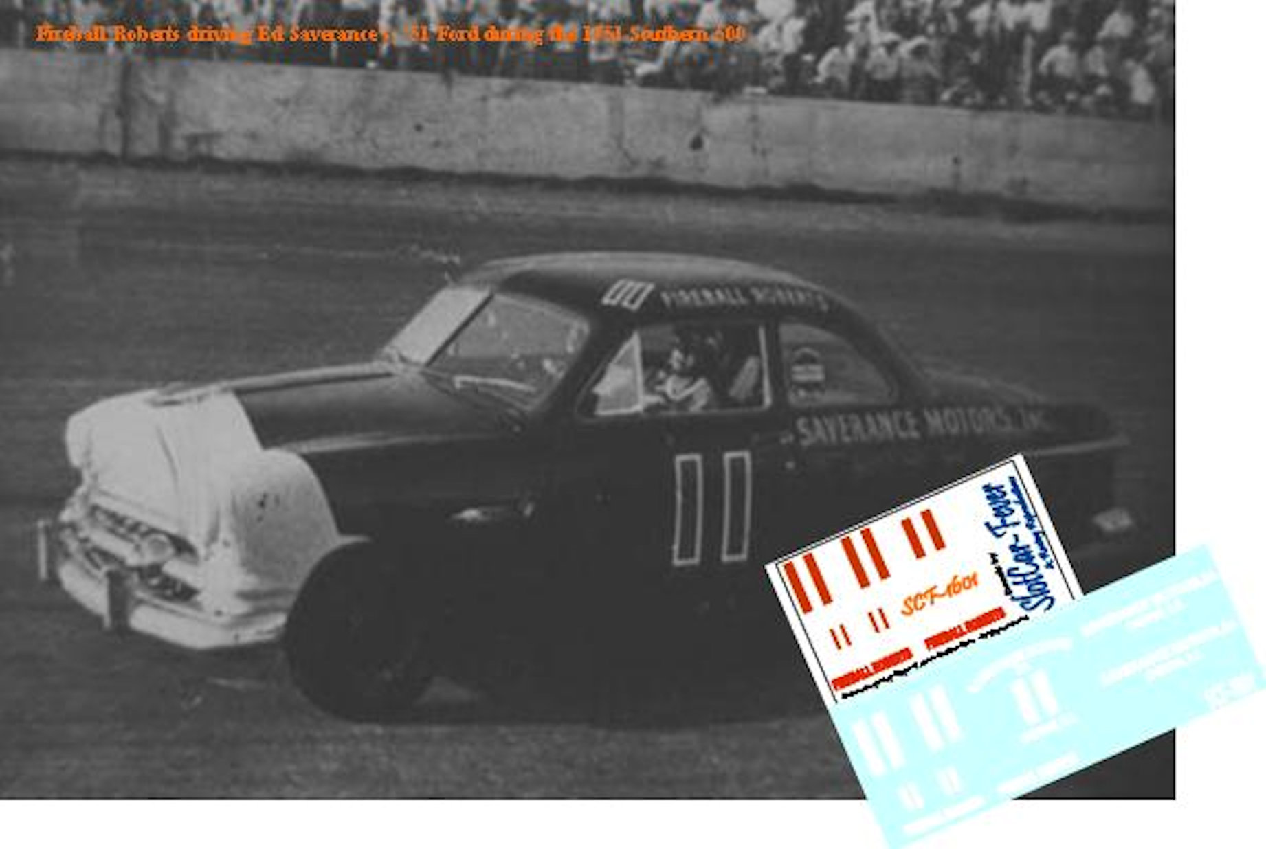 SCF1601-C #11 Fireball Roberts driving Ed Saverance's, '51 Ford during the 1951 Southern 500