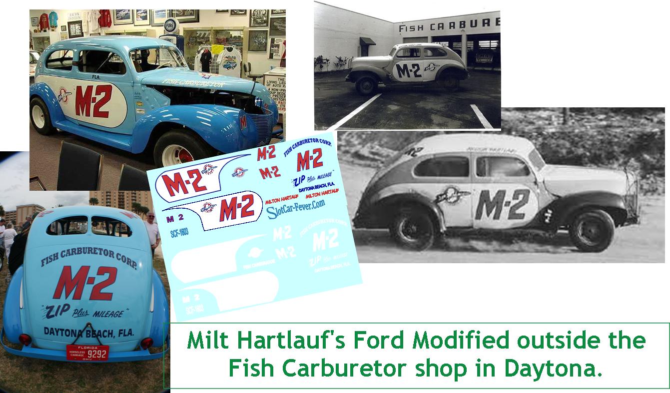 SCF1603-C #M-2 Milt Hartlauf's Ford Modified outside the Fish Carburator shop in Daytona