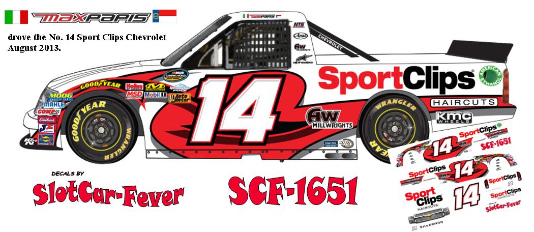 SCF1651 #14 Max Papis drove the No. 14 Sport Clips Chevrolet  August 2013.