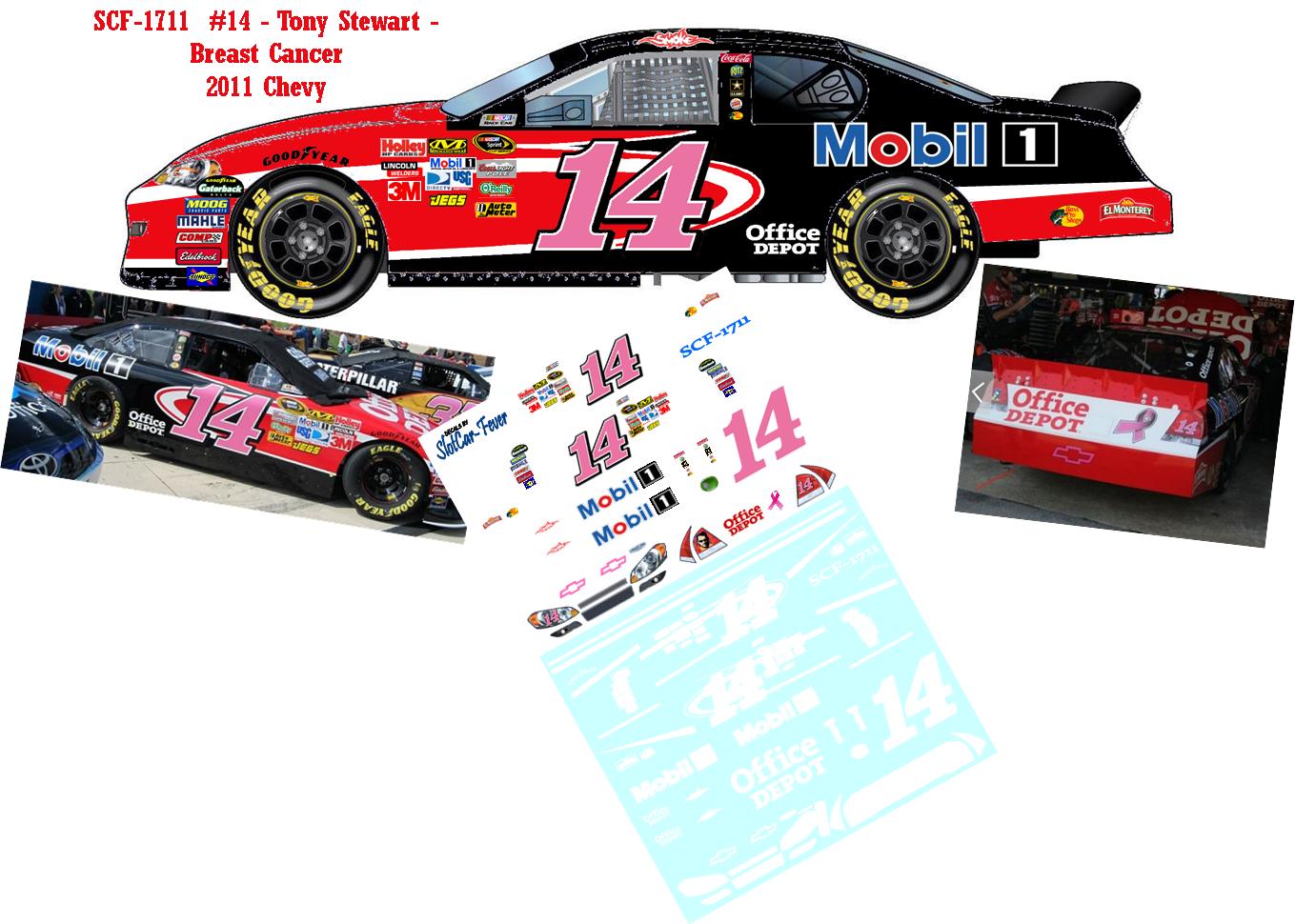 SCF-1711-C  #14 Tony Stewart -  Breast Cancer 2011 Chevy