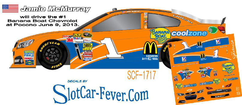 SCF1717 #1 Jamie McMurray 2013 Banana Boat Chevy ran at Pocono June 9, 2013