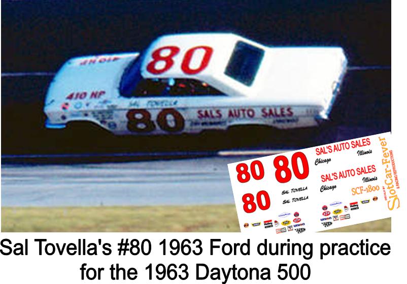 SCF1800 #80 Sal Tovella's 1963 Ford during practice for the 1963 Daytona 500