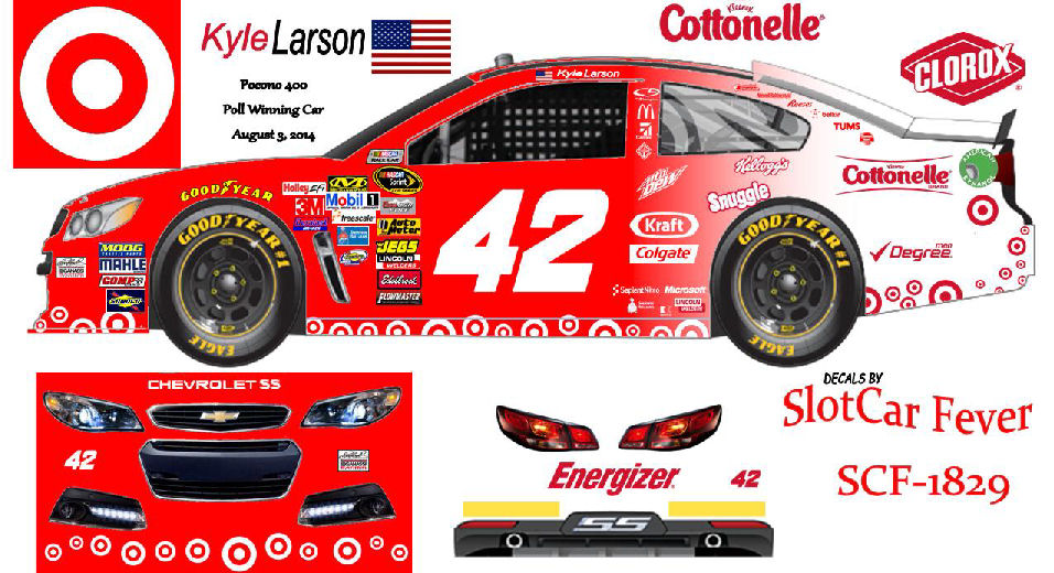 2015 1/64 HO PEEL & STICK DECALS #42 KYLE LARSON SHARE A COKE CHEVY 