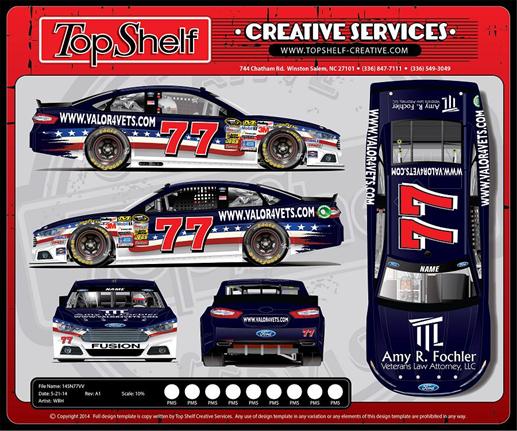 SCF1867 #77 Dave Blaney Fochler Veterans Law / Valor 4 Vets will be the sponsor at Pocono in June 2014.