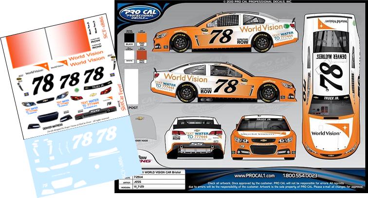 SCF1886 #78 Martin Truex Jr. World Vision Chevy ran at the August Atlanta race