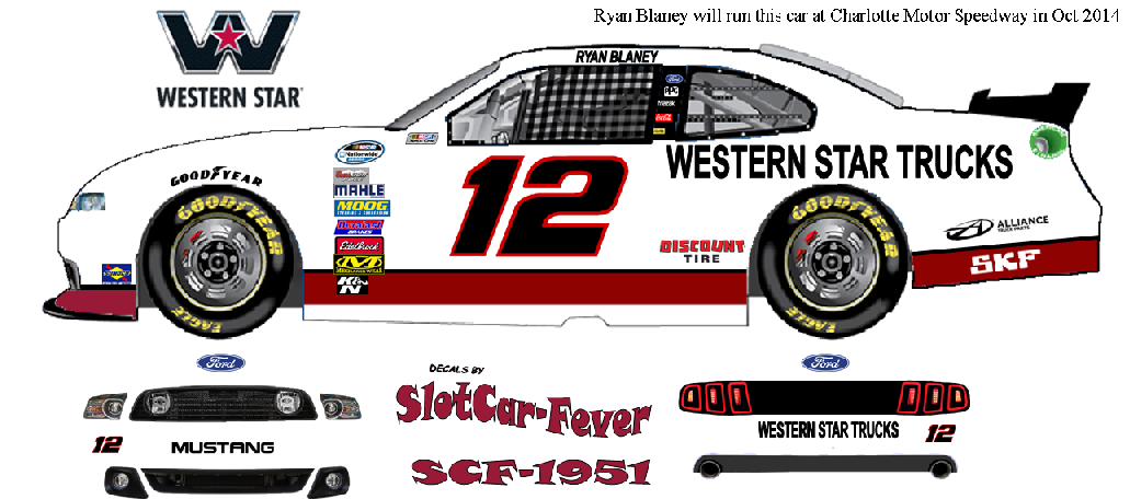 SCF1901 #12 Ryan Blaney Western Star Truck 2014 Mustang