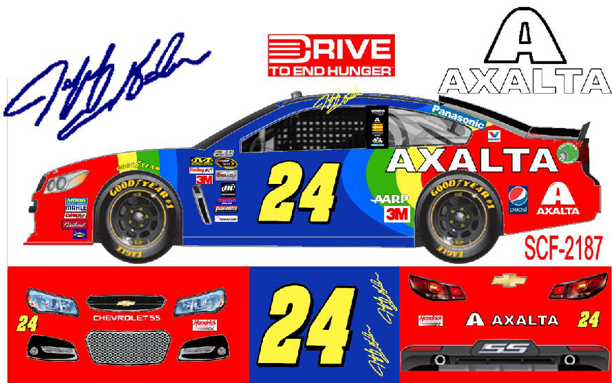 SCF2187 #24 Jeff Gordon will drive the rainbow colored 2015 Chevy at Bristol in August.