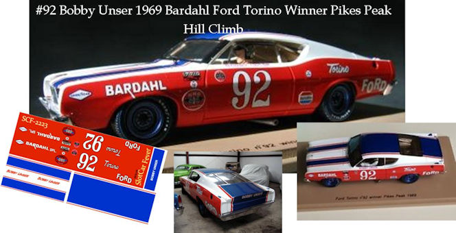 SCF2223-C #92 Bobby Unser 1969 Bardahl Ford Torino Winner Pikes Peak Hill Climb