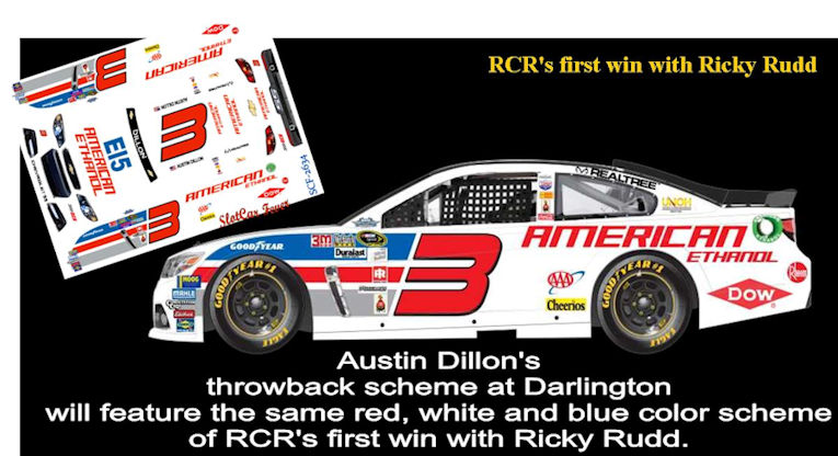 SCF2634 #3 Austin Dillon 2016 Darlington THROWBACK Chevy