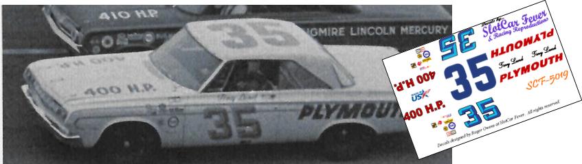 SCF-5019-C #35 Tiny Lund 1965 Plymouth Fury stock car