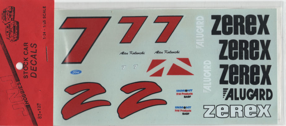 JNJ_87-127 #7 Alan Kulwicki Zerex Ford Thunderbird 1:24/25 scale