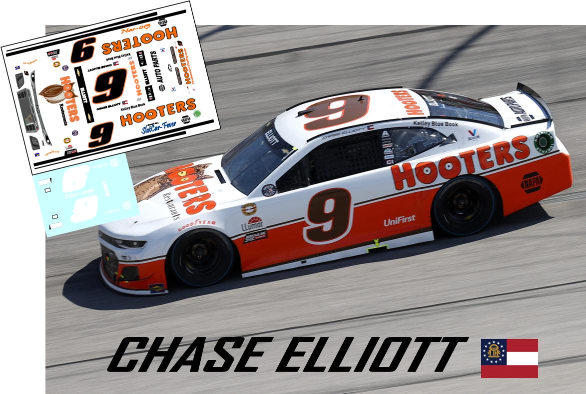 NAS21-015-C #9 Chase Elliott 2021 Allen Kulwicki Hooters Camaro Throwback