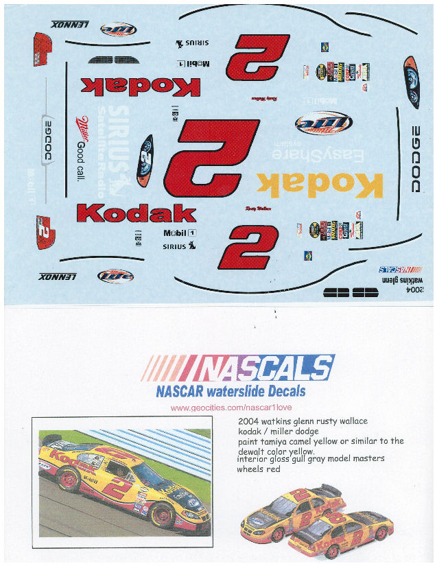 NASCAL #2 Rusty Wallace 2004 Watkins Glenn Dodge Charger