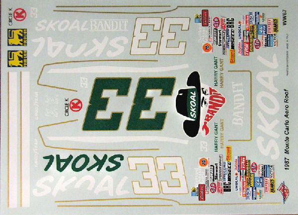 WWD_67 RARE! #33 Harry Gant #33 Harry Gant 1987 Skoal Chevy Monte Carlo