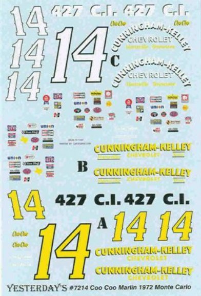 YES_14Cunninham 1972 Coo Coo Marlin #14 Cunningham-Kelley Chevrolet (1:24)