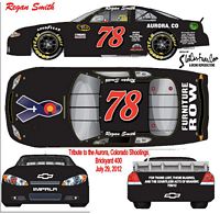 SCF1415 #78 Regan Smith Aurora, Colorado Tribute Car ran 7/29/12 at the Brickyard 400