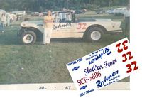 SCF2686 #32 Mel Morris 1956 Chevy in 1967 at Columbus Junction. Mel was a multiple year MVSC champion.